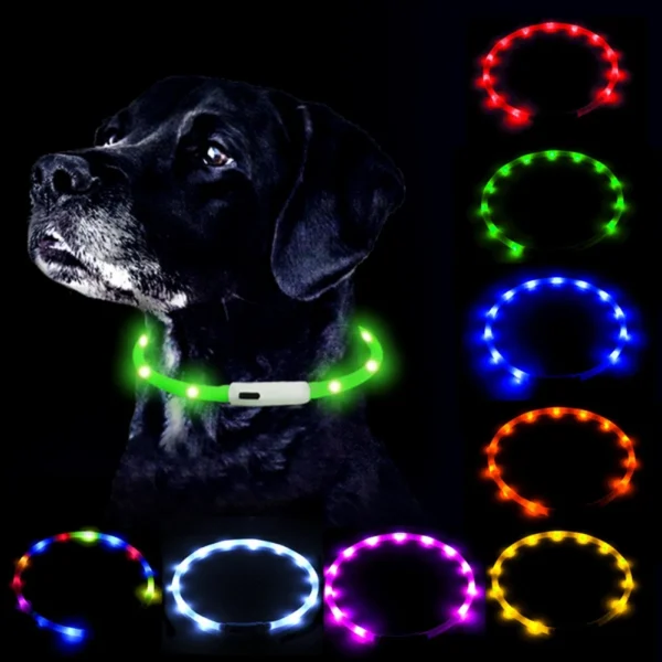 USB Charging Dog Collar Led Light Flashing Night Dog Cat Collars Luminous