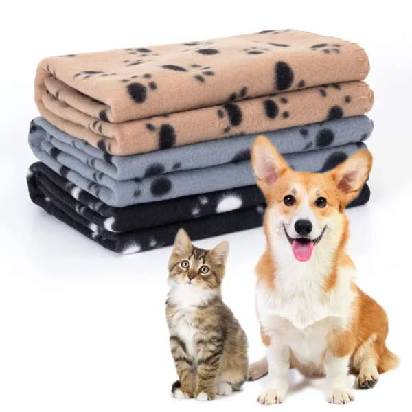 Pet Blanket Super Soft Dog Blanket with Cute Paw Print Warm Puppy Blanket Mat Bed Cover for Large Dogs Kitten Cat Small Animals