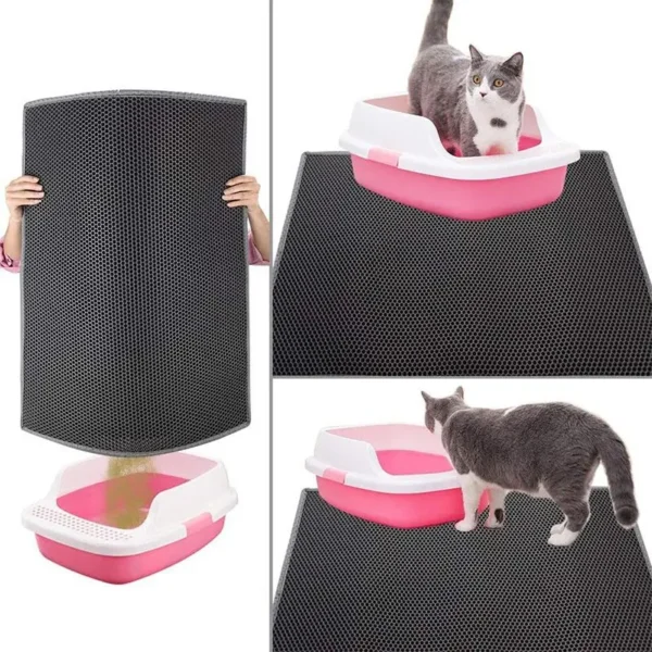 Cat Litter Mat Waterproof Layer Litter Box Mat Skidproof Soft EVA Cat Litter Proof Kitty Mat Honeycomb Urine Double