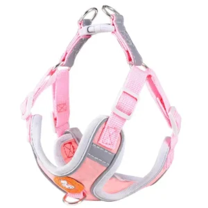 dog harness leash set reflective adjustable dog collar dog leash pink