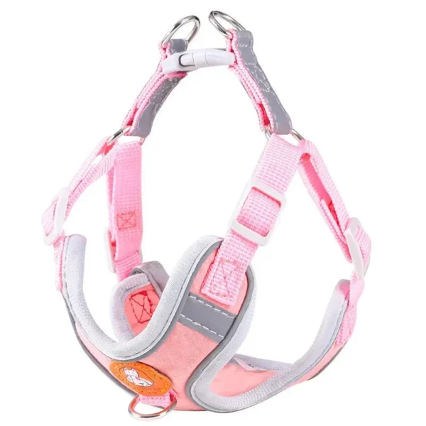 dog harness leash set reflective adjustable dog collar dog leash pink