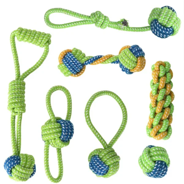 Pet Dog Puppy Double Knot Chew Rope Knot Toys Clean Teeth Durable Braided