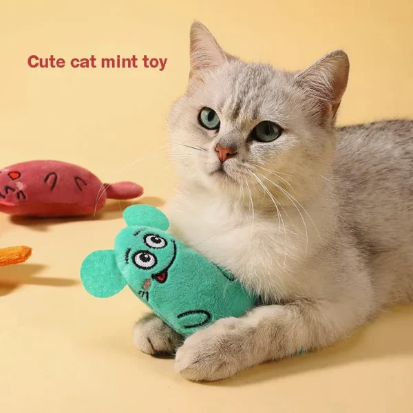 Interactive plush kitten toy with catnip, squeaky, and teeth-grinding features