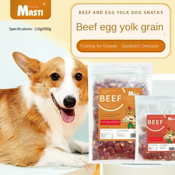 Chewy Beef Egg Yolk Dog Snacks Nutritious Training Reward